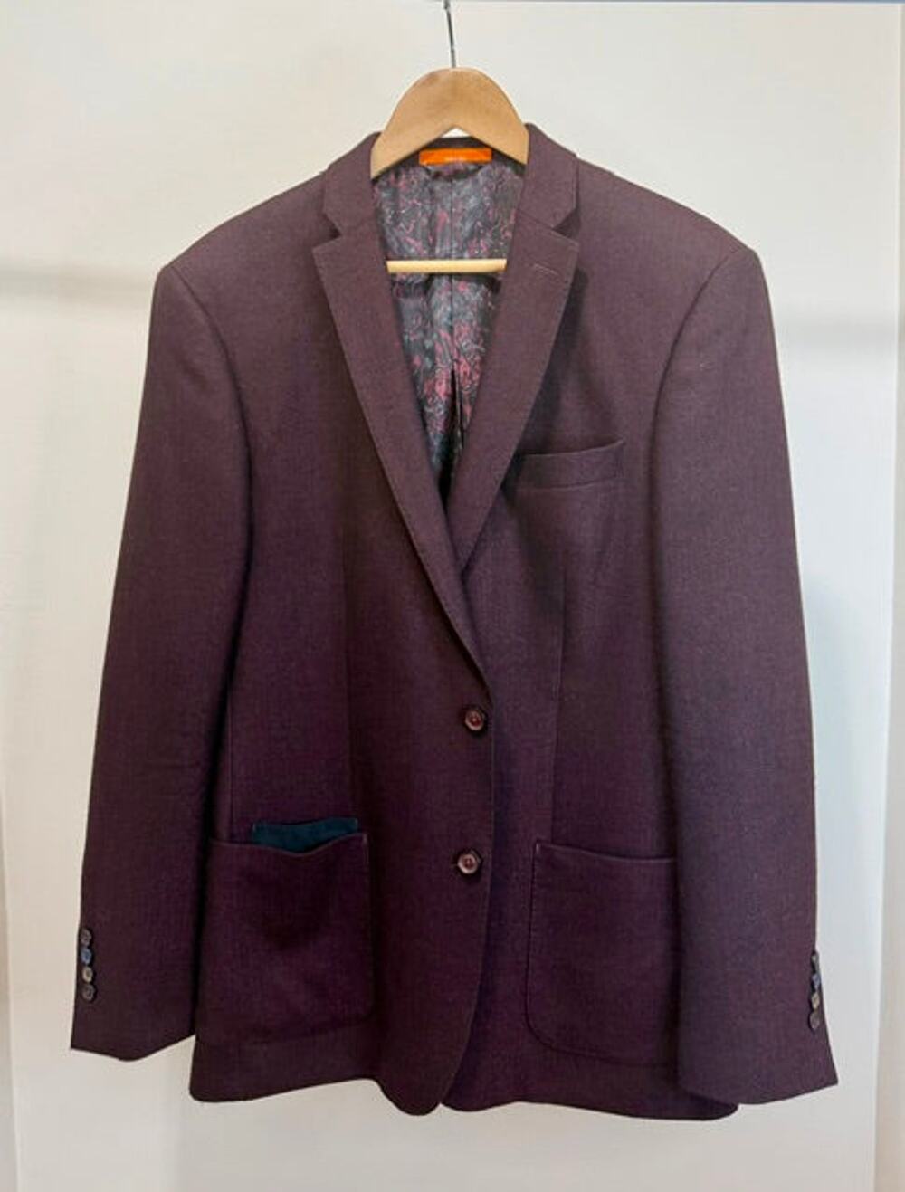 Tallia Lord & Taylor Burgundy & Black Herringbone Knit Blazer 40R-42R